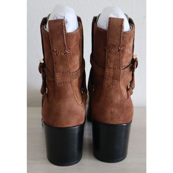 Rag & Bone Women's Sz 7 Hazel Brown Suede Leather Buckle Ankle Booties - Picture 6 of 12
